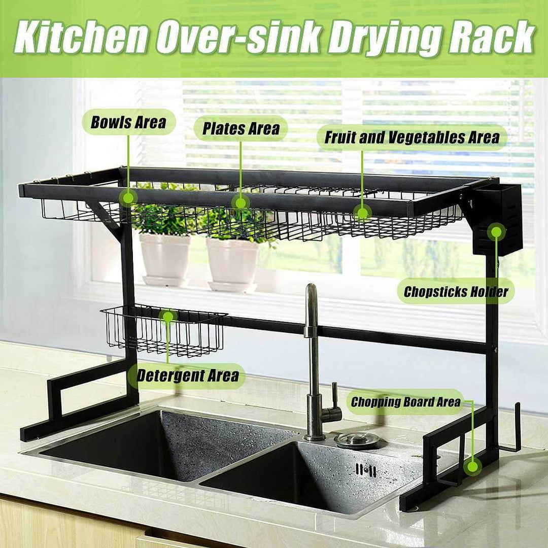 Lisslune | Stainless Steel Over-Sink Dish Rack Organizer