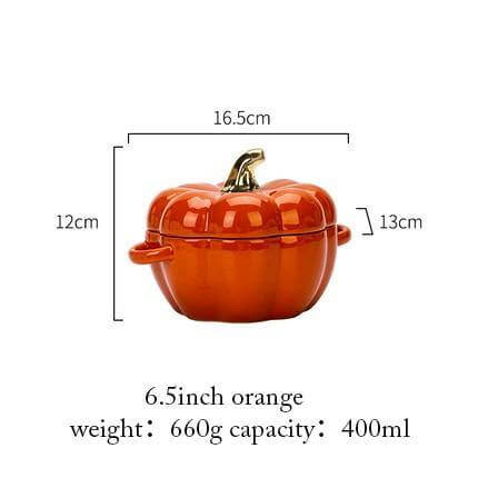 Lisslune | Pumpkin Shape Baking Bowl With Glazed Lid