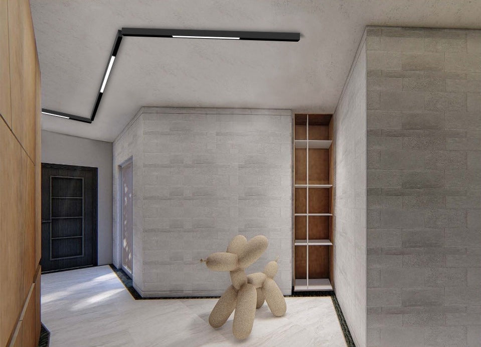 Lisslune | Wall-Mounted Black Continuous Magnetic Track System Light