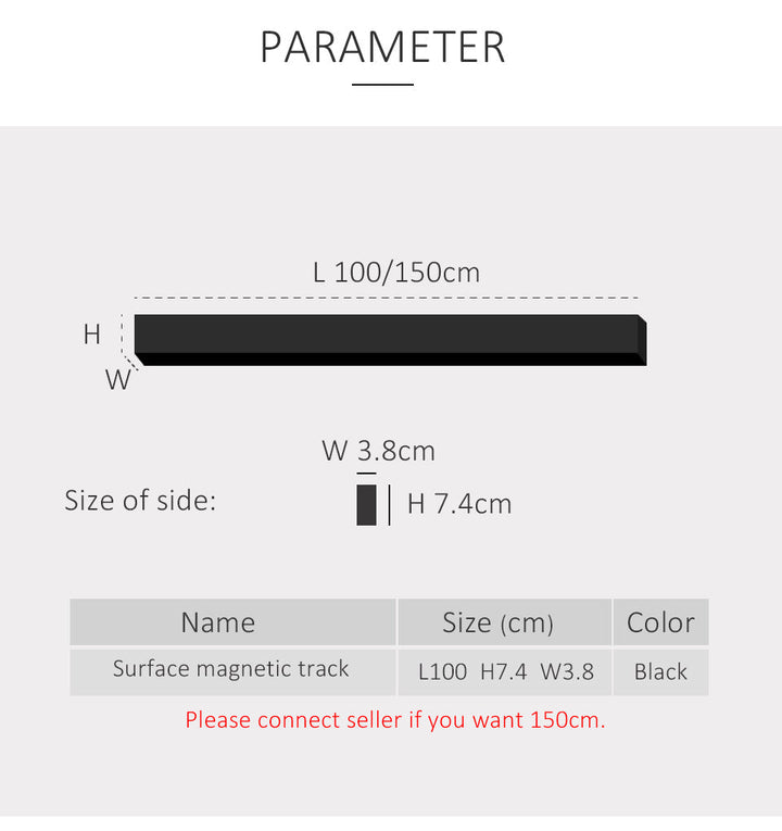 Lisslune | Wall-Mounted Black Continuous Magnetic Track System Light