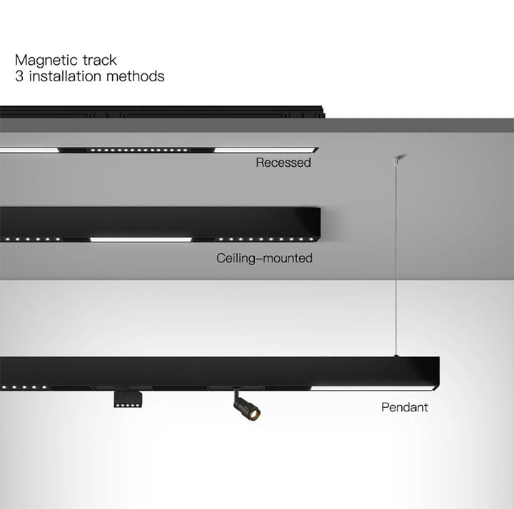 Lisslune | Wall-Mounted Black Continuous Magnetic Track System Light