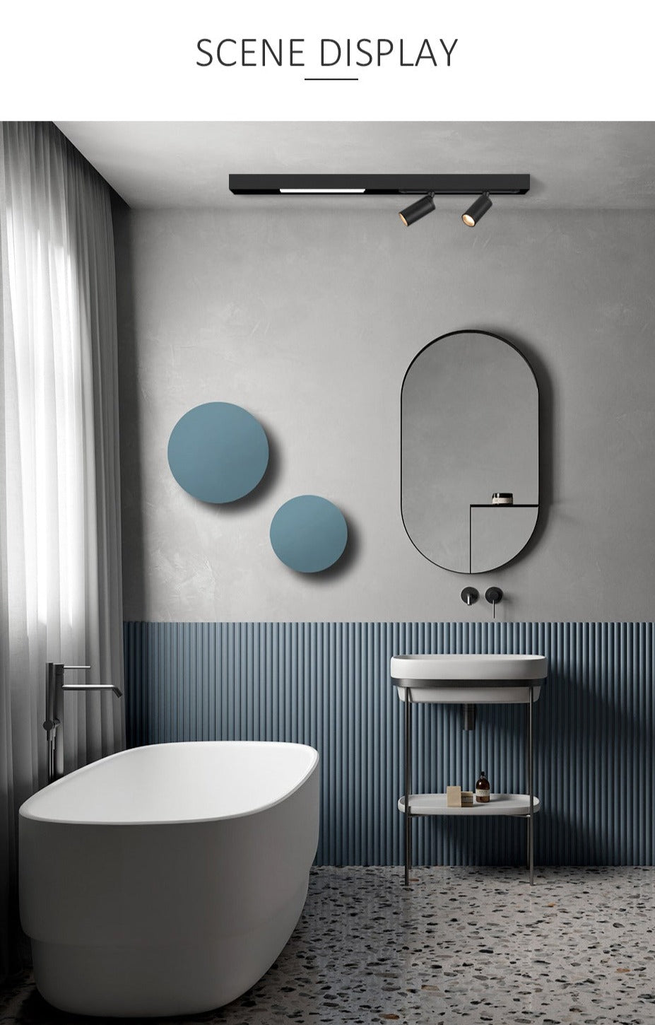 Lisslune | Wall-Mounted Black Continuous Magnetic Track System Light