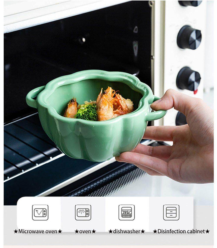 Lisslune | Pumpkin Shape Baking Bowl With Glazed Lid