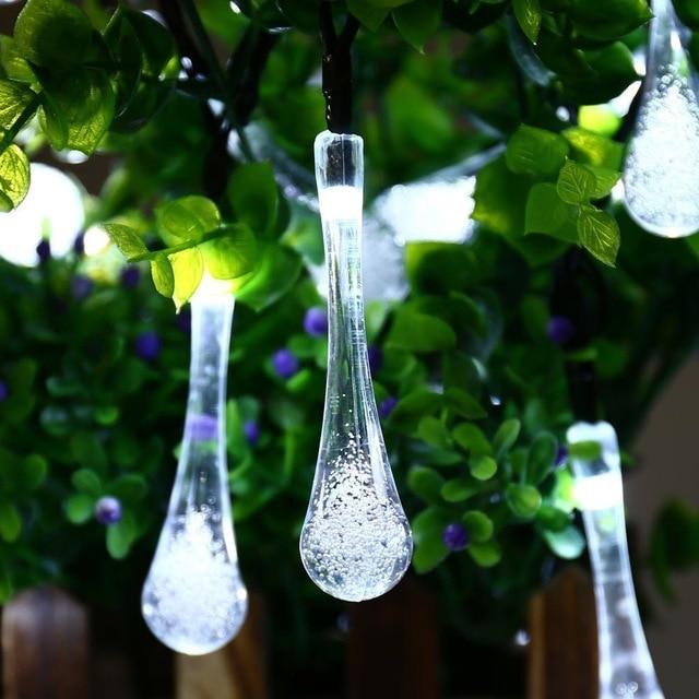 Lisslune | LumiDew Solar Drops String Lights | Solar-Powered LED String Lights for Garden & Terrace | Warm White, White & Multicolor