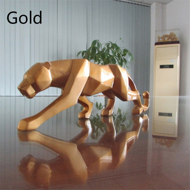 Lisslune | Modern Resin Geometric Black Panther Sculpture