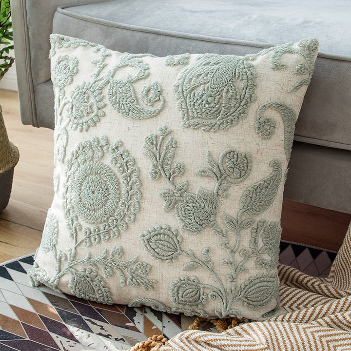 Lisslune | Jacobean floral gestickte Kissenbezug