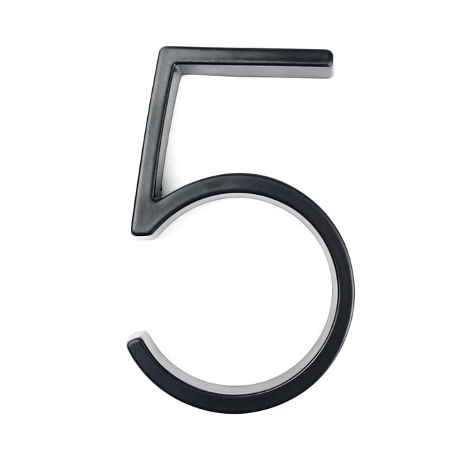Lisslune | Royelux Modern House Numbers - Stainless Zinc Alloy, Black Finish, 5" High