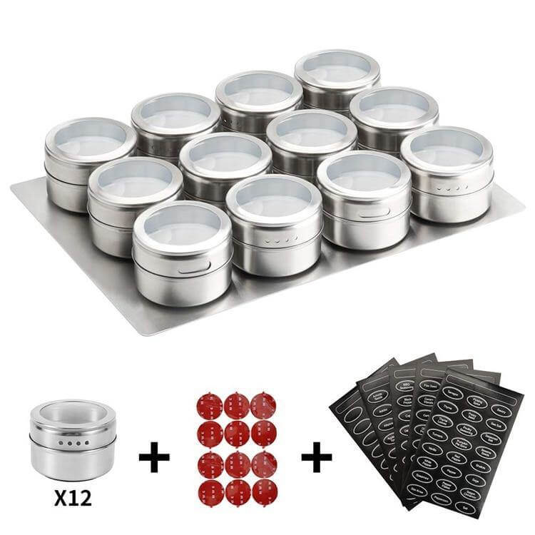 Lisslune | Magnetic Stainless Steel Seasoning Spice Jar Set
