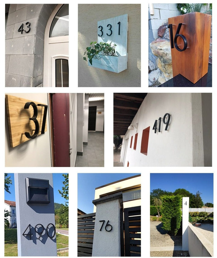 Lisslune | Royelux Modern House Numbers - Stainless Zinc Alloy, Black Finish, 5" High