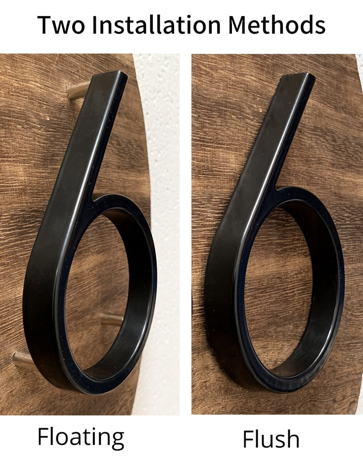 Lisslune | Royelux Modern House Numbers - Stainless Zinc Alloy, Black Finish, 5" High
