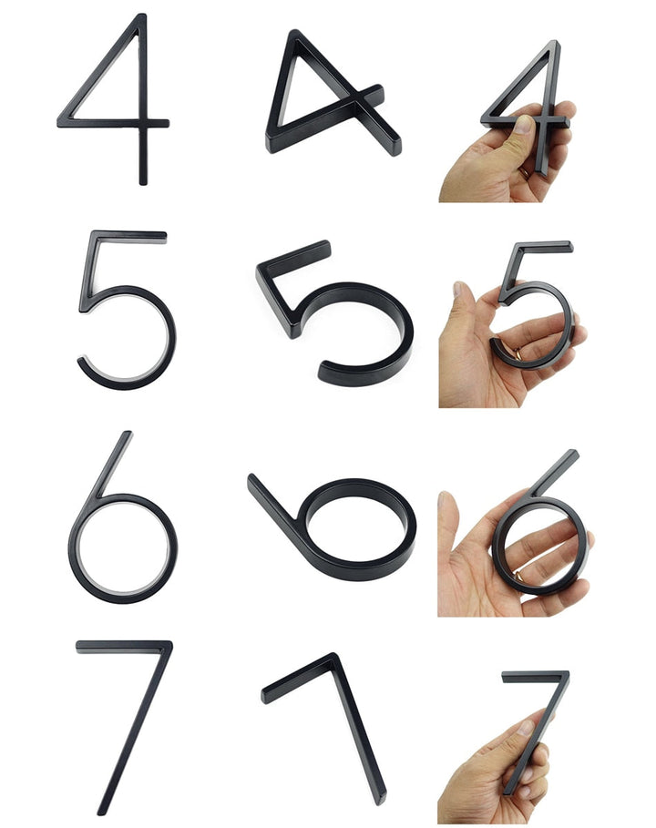 Lisslune | Royelux Modern House Numbers - Stainless Zinc Alloy, Black Finish, 5" High