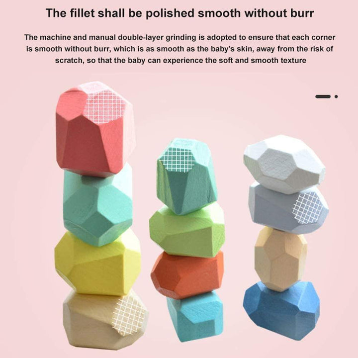 Lisslune | Colorful Wooden Stone Kids Intelligent Stacking Game