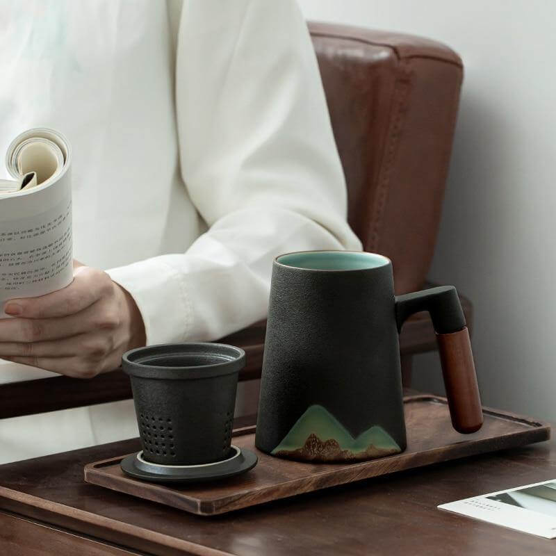 Lisslune | Mountain Art Ceramic Tea Mugs With Filter