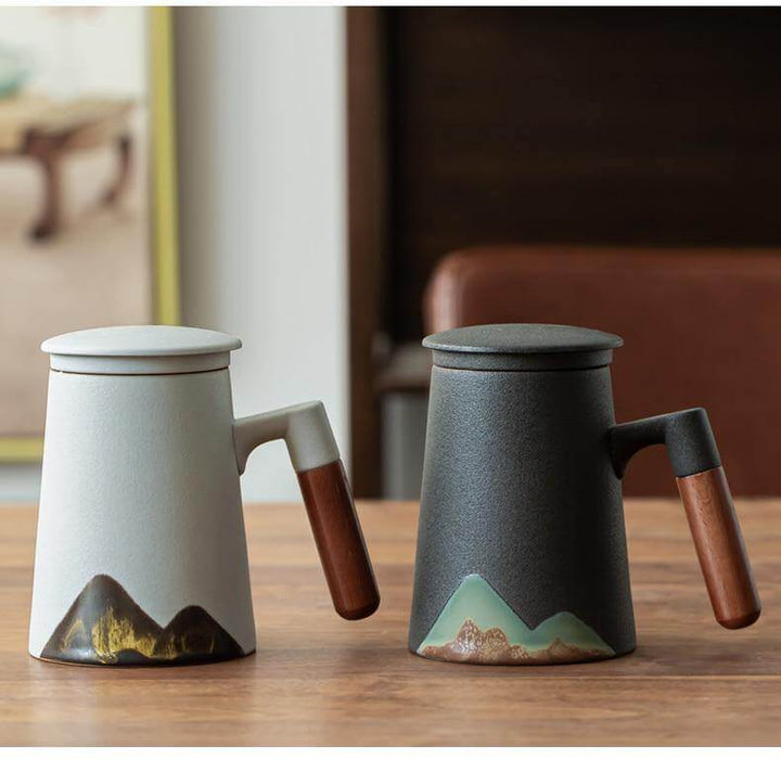 Lisslune | Mountain Art Ceramic Tea Mugs With Filter