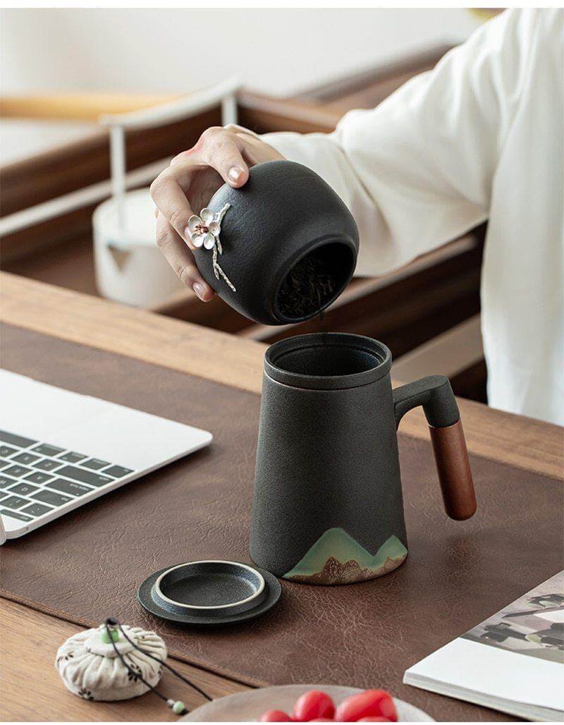 Lisslune | Mountain Art Ceramic Tea Mugs With Filter