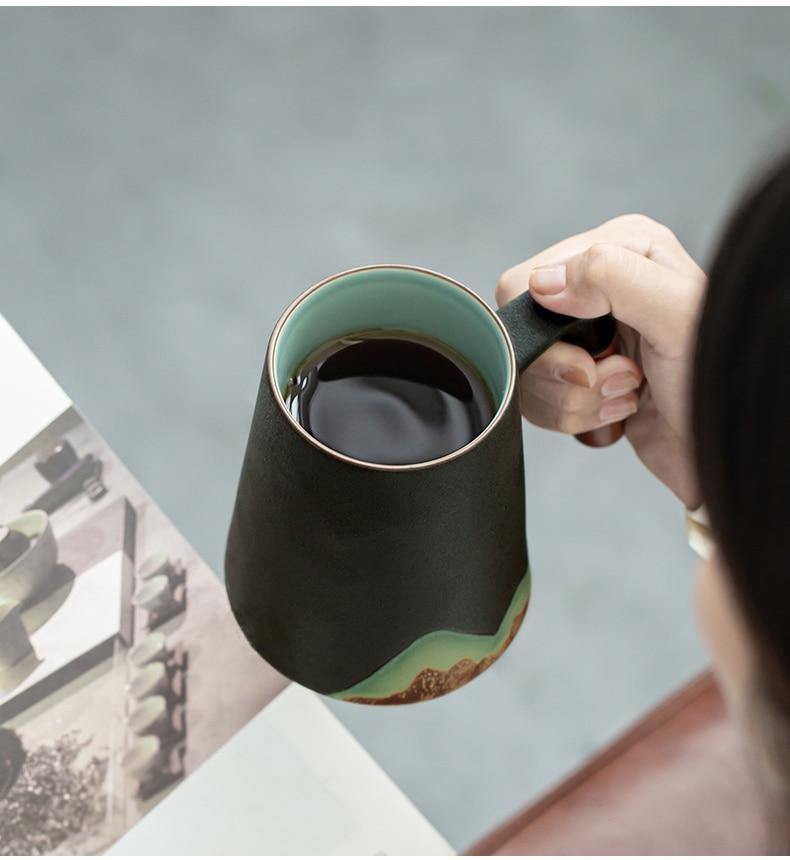 Lisslune | Mountain Art Ceramic Tea Mugs With Filter