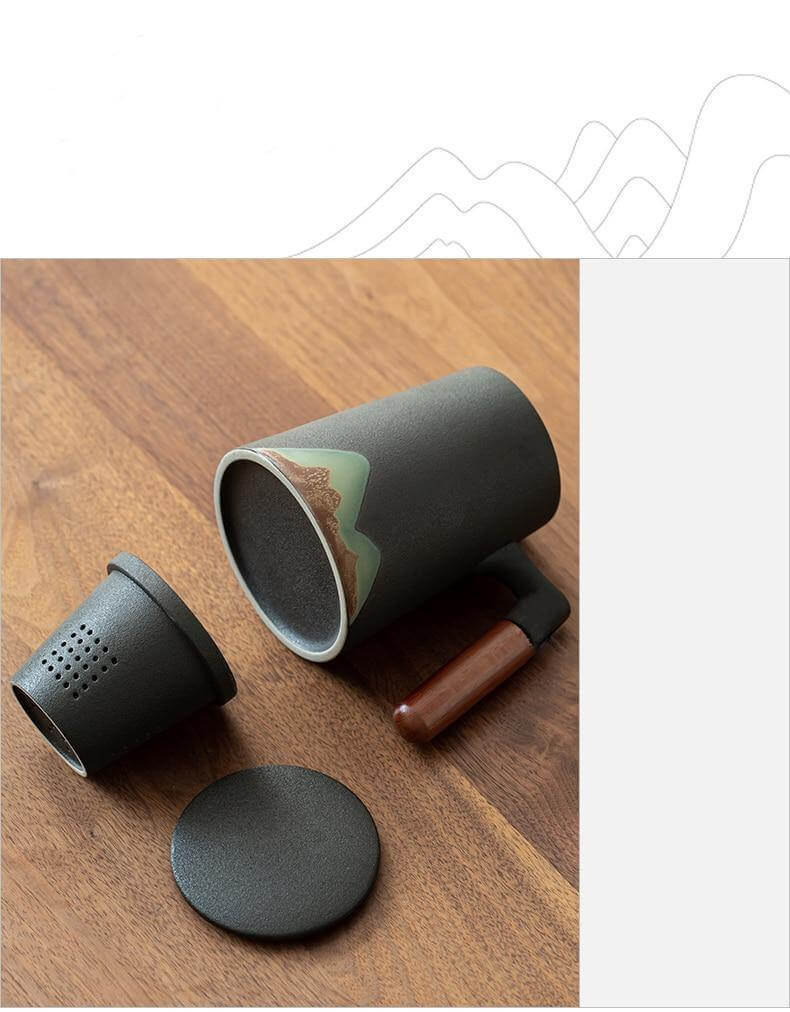 Lisslune | Mountain Art Ceramic Tea Mugs With Filter
