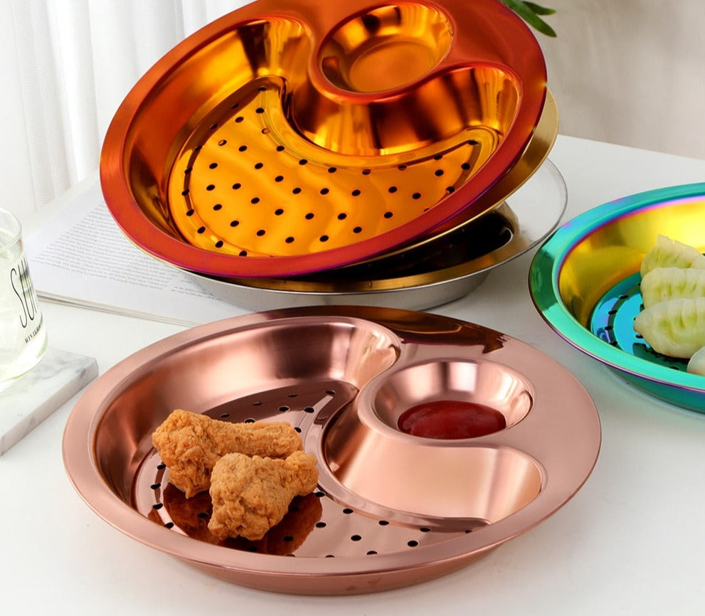 Lisslune | Creative Stainless Steel Double Breakfast Tray
