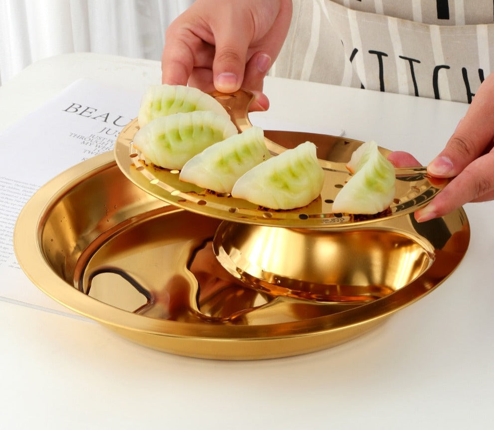 Lisslune | Creative Stainless Steel Double Breakfast Tray