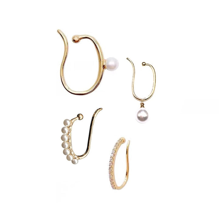 Lisslune | Minimalist Simulated Round Small Pearl Ear Cuff Earrings For Women
