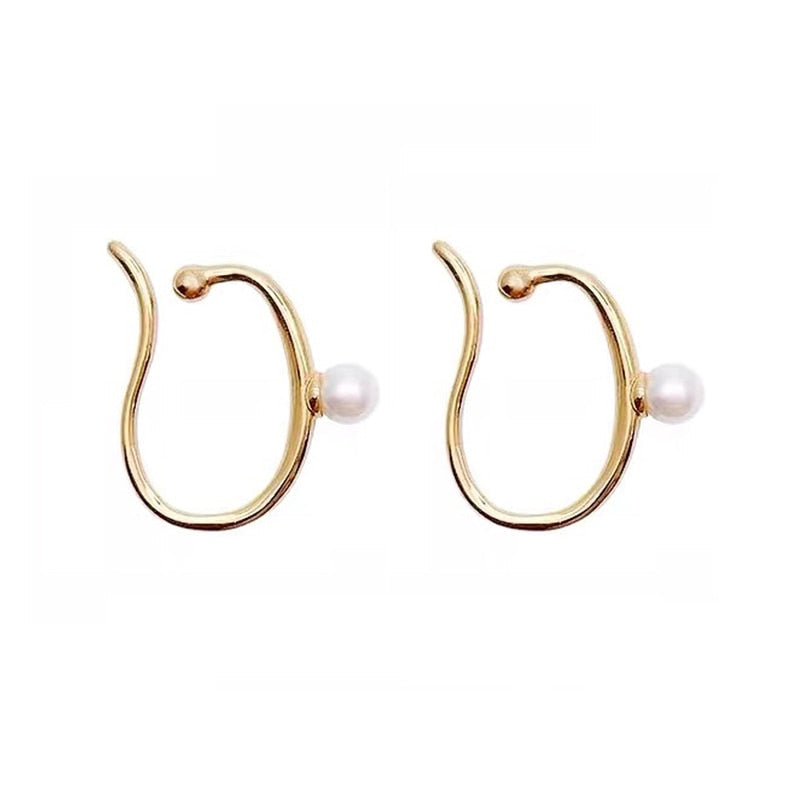 Lisslune | Minimalist Simulated Round Small Pearl Ear Cuff Earrings For Women