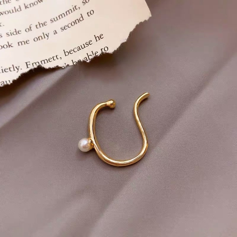Lisslune | Minimalist Simulated Round Small Pearl Ear Cuff Earrings For Women