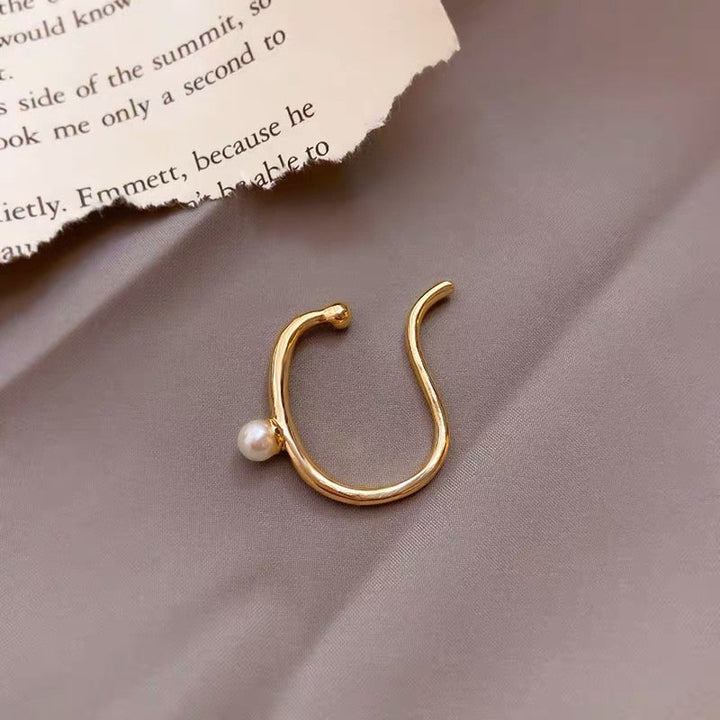 Lisslune | Minimalist Simulated Round Small Pearl Ear Cuff Earrings For Women