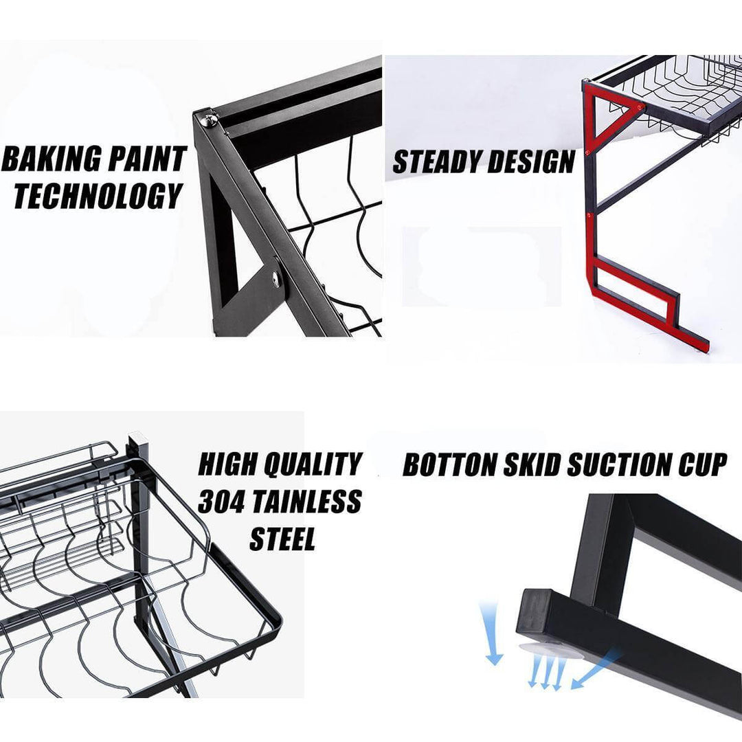 Lisslune | Stainless Steel Over-Sink Dish Rack Organizer