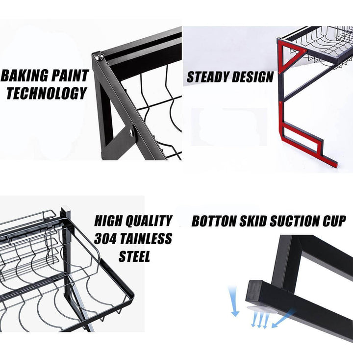 Lisslune | Stainless Steel Over-Sink Dish Rack Organizer