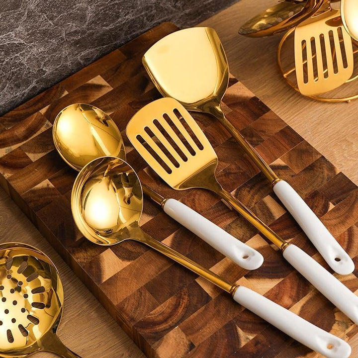 Lisslune | Golden Kitchen Utensils with Stand