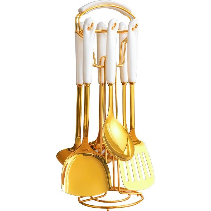 Lisslune | Golden Kitchen Utensils with Stand
