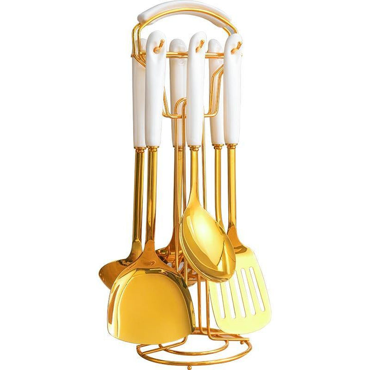 Lisslune | Golden Kitchen Utensils with Stand