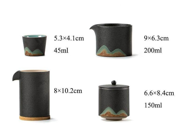 Lisslune | Portable Travel Ceramic Mountain Teapot With 3 Cups