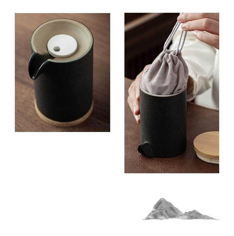Lisslune | Portable Travel Ceramic Mountain Teapot With 3 Cups