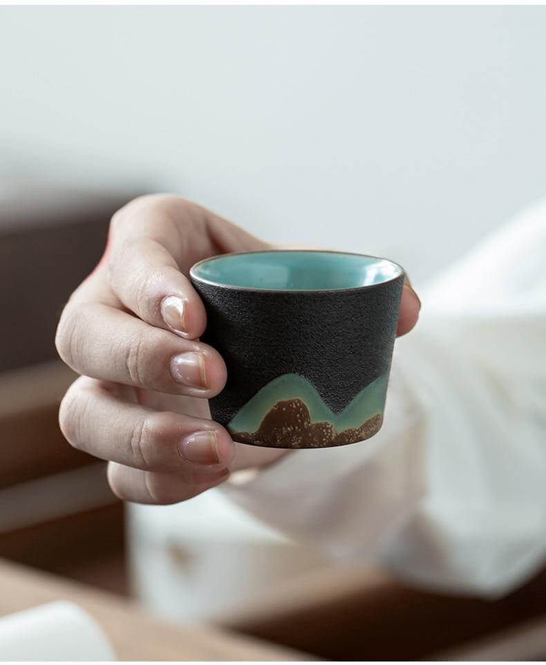 Lisslune | Portable Travel Ceramic Mountain Teapot With 3 Cups