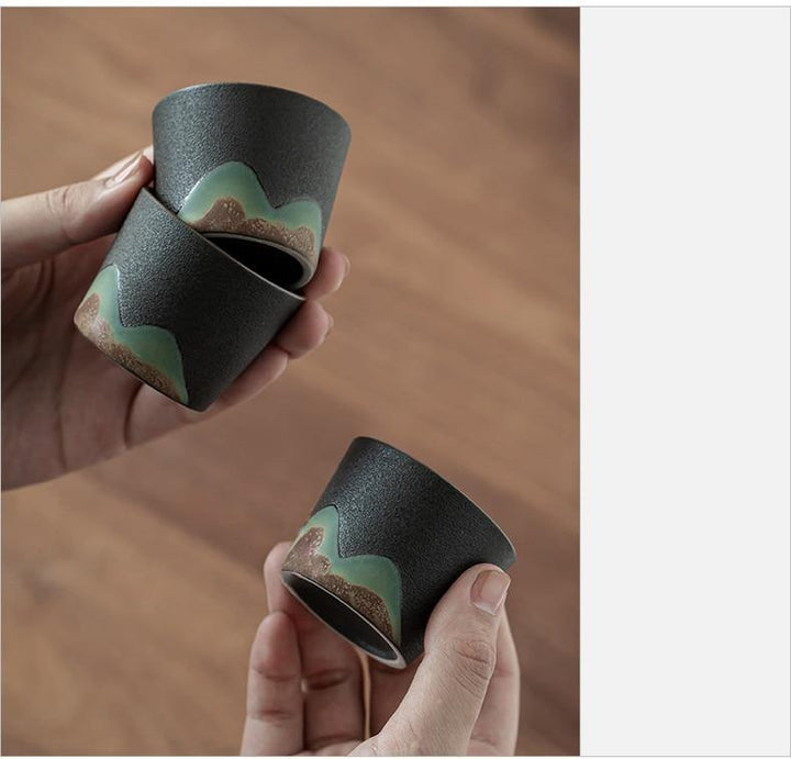 Lisslune | Portable Travel Ceramic Mountain Teapot With 3 Cups