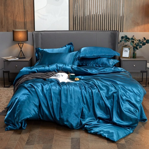Lisslune | Satin Bed Linen Set - Royal Blue