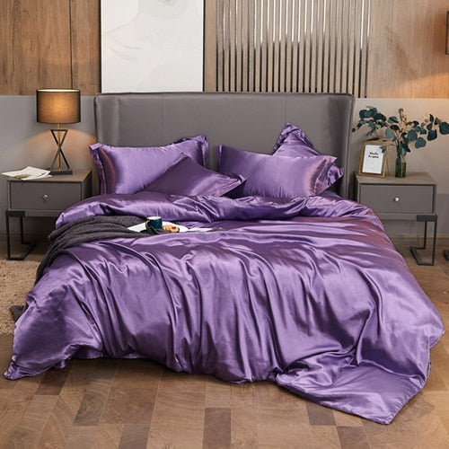 Lisslune | Satin Bedding Set - Dusty Purple