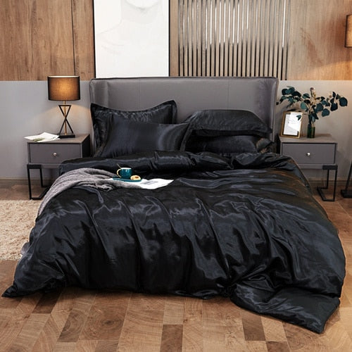 Lisslune | Satin Bed Linen Set - Black