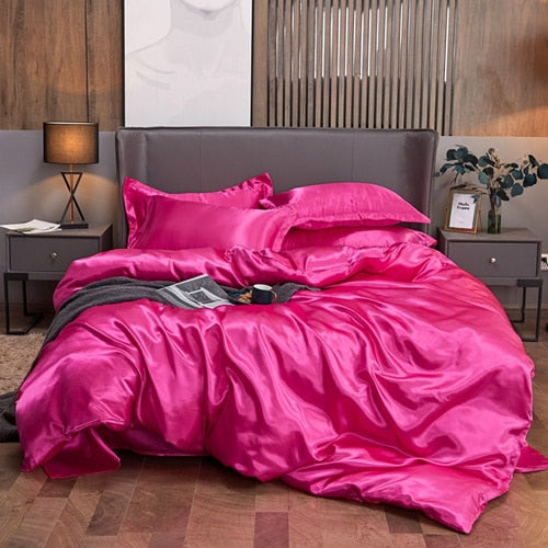 Lisslune | Satin Bedding Set - Bright Pink