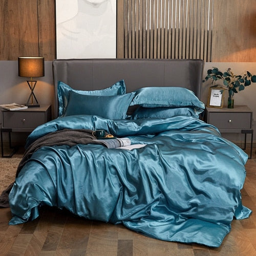 Lisslune | Satin Bedding Set - Opal Blue