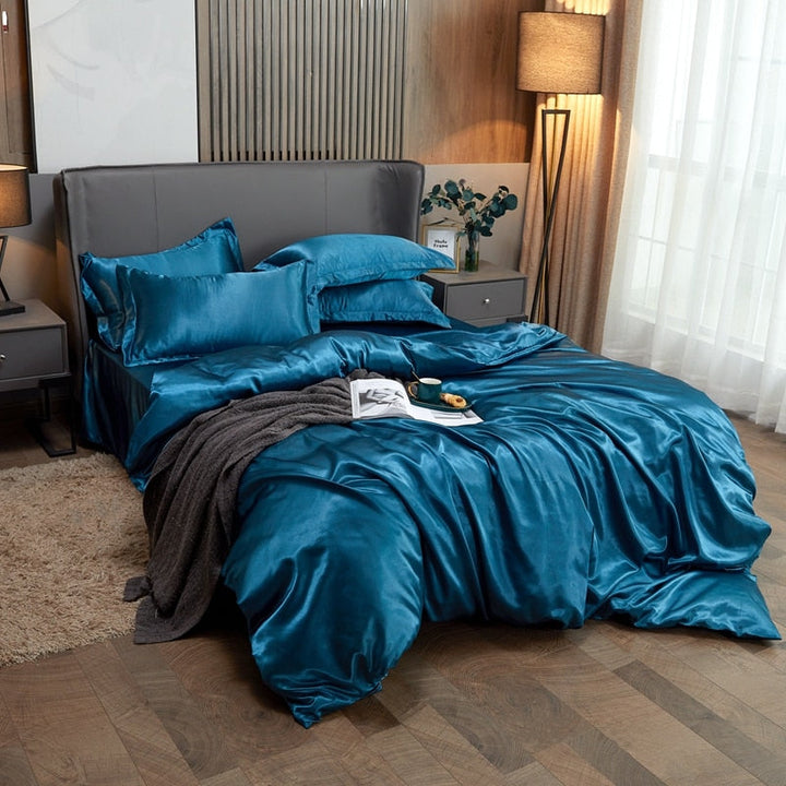 Lisslune | Satin Bed Linen Set - Royal Blue