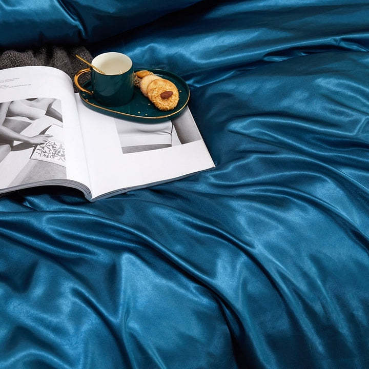 Lisslune | Satin Bed Linen Set - Royal Blue