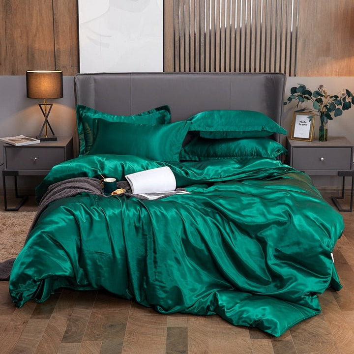 Lisslune | Satin Bedding Set - Royal Green