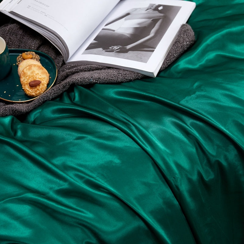 Lisslune | Satin Bedding Set - Royal Green