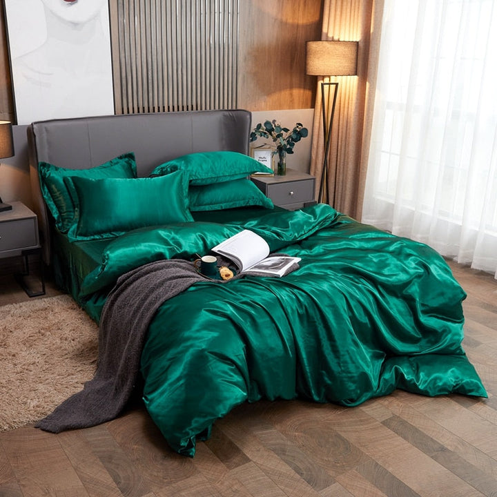 Lisslune | Satin Bedding Set - Royal Green