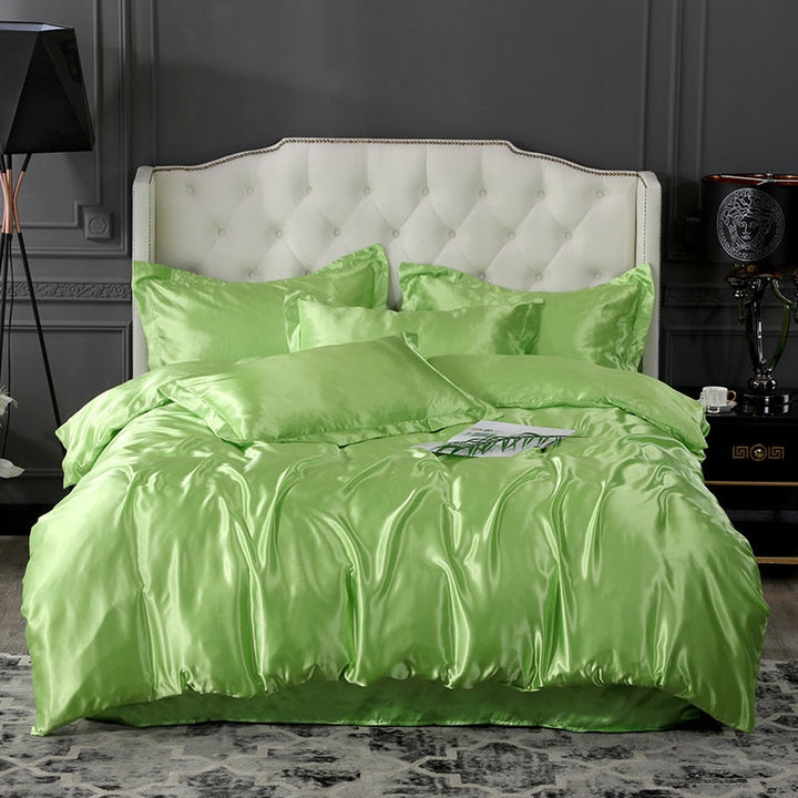 Lisslune | Satin Bedding Set - Lime Green