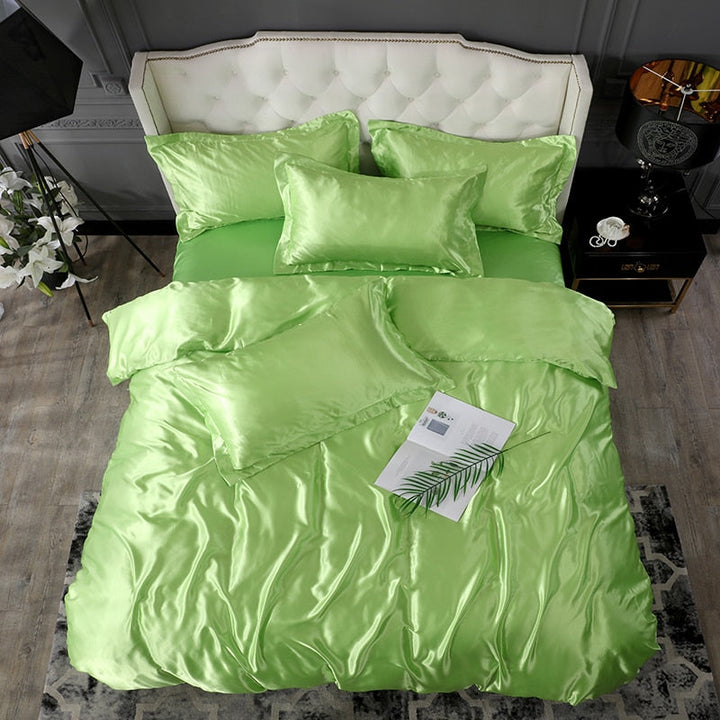Lisslune | Satin Bedding Set - Lime Green