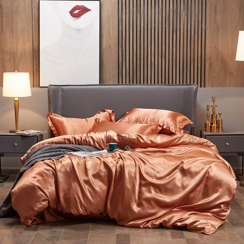 Lisslune | Satin Bedding Set - Rusty Gold