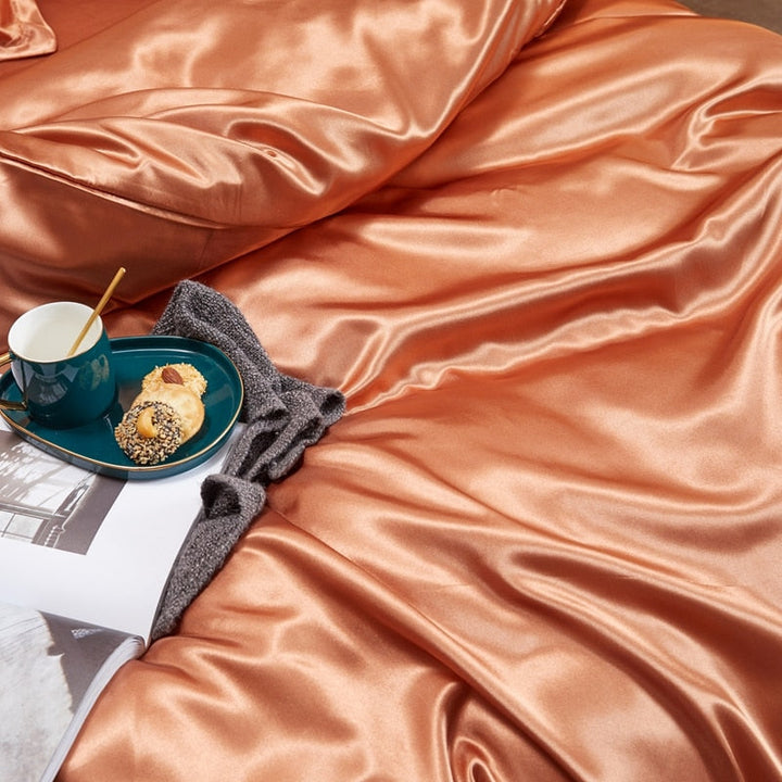 Lisslune | Satin Bedding Set - Rusty Gold